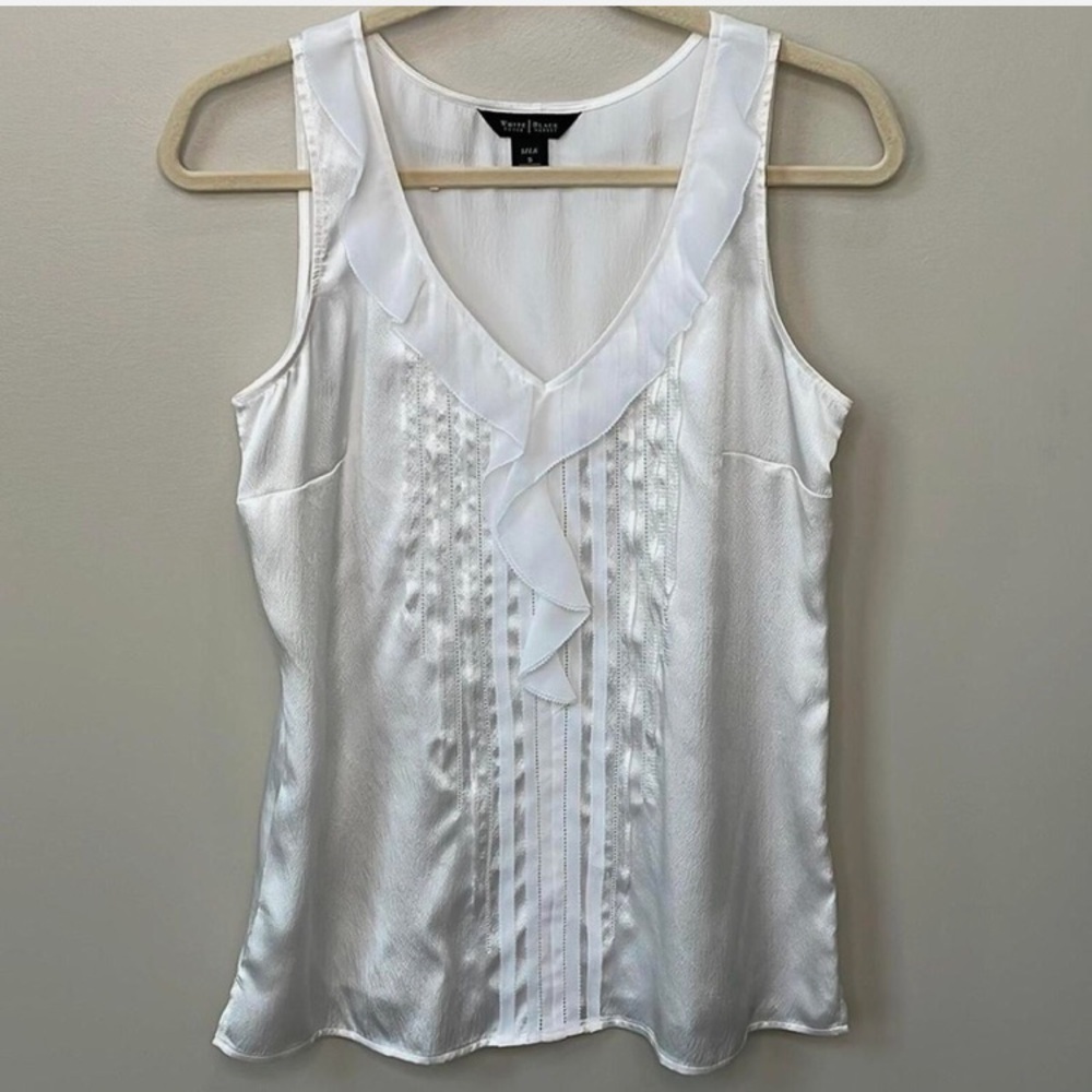Silk White House Black Market Women's White Tank Blouse size Medium